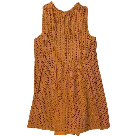 Madewell Womens Burnt Orange Cotton Floral Eyelet lace Lined Shift Dress Size M - Picture 6 of 14